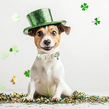 St. Patrick's Day Dog Collar for Large Dogs - Cute Shamrock & Rainbow Print Dog Collars, Irish Green Party Puppy Collar, Lightweight Adjustable St. Patricks Day Pet Collars L