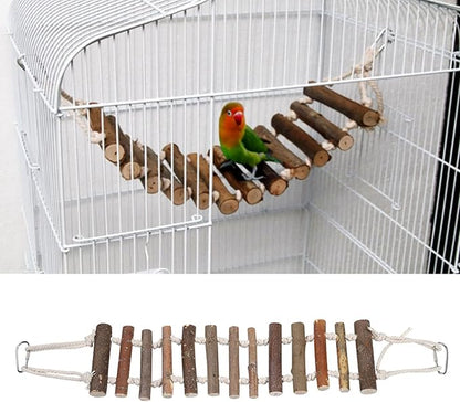 Naturals Rope Wooden Ladder Bird Swing for Parrots & Hamsters