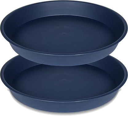2 Pack of 18 19 inch Plant Saucer Drip Tray (16.6 inch Base), Heavy Duty Deep Plant Saucers for Pots, Plastic Flower Planter Water Trays for Indoors Outdoor (19", Blue)