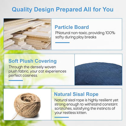 FDW | 54" Cat Tree Tower | Navy Blue | Multi-Level Indoor Activity Center with Sisal Scratching Posts, Condos, Plush Perches, Hanging Cat Toys | Sturdy, Easy to Assemble | for Kittens & Adult Cats