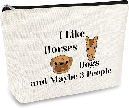 Dog Horse Lover Gifts Makeup Bag Dog and Horse Gifts for Girls Women Cosmetic Bag Cowgirl Equestrian Gifts Dog Mom Gift Birthday Christmas Gift for Dog Horse Lover Friend Sister Travel Makeup Pouch