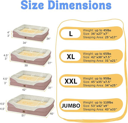 Orthopedic Washable Large Dog Bed - Removable Orthopedic Dog Bed XL with Bolster Extra Large Dogs Beds with Washable Cover for Large Size Pet Non-Slip Bottom