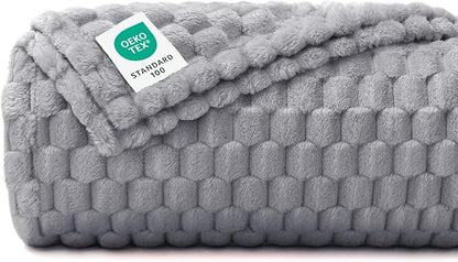 Luciphia Soft 300GSM Fleece Pet Blanket for Small Medium Large Dogs Washable 3D Textured Flannel Cat Puppy Decorative Furniture Protector Throw Durable Grey, XL(57''x40'')