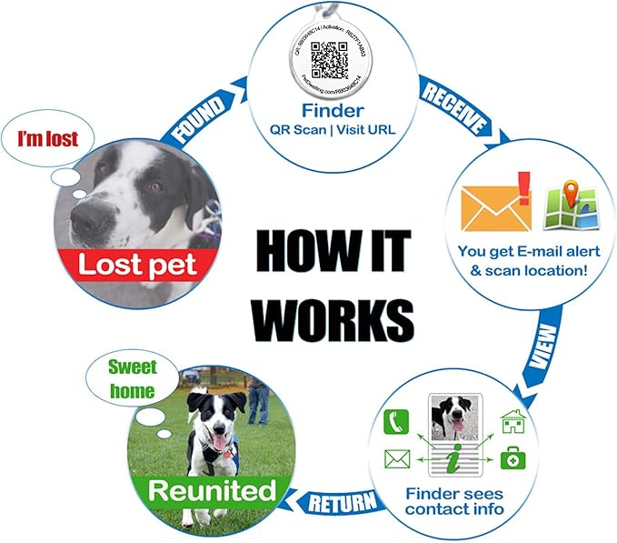 Pet Dwelling QR Code Pet ID Tag – Smart Dog & Cat ID Tags for Pet Safety, Free Personalized Online Profile, Instant Scan Alerts, AI Insights (Blue Paw)