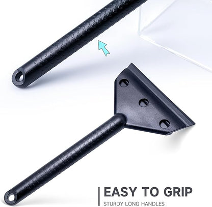 FOSHIO Long Handle Plastic Razor Blade Scraper - 10PCS Plastic Blades for Sticker, Label, Decal, Gasket, Residue Removal & Cleaning