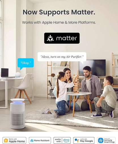 SwitchBot Air Purifier for Home up to 3620 ft², HEPA Air Purifier with Pet Mode, Washable Filter, Aromatherapy, 10 RGB Lights, Cleans Odor Pets Hair Pollen Dust Smoke, Work with Matter HomeKit Alexa