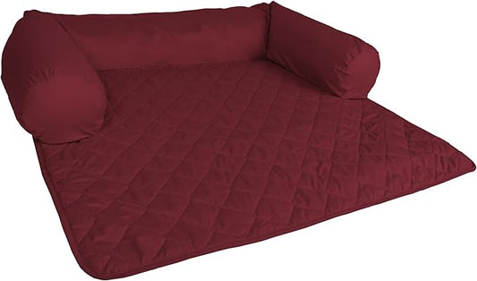 E-Living Store Pet Furniture Protector Non-Slip Water-Resistant Cover for Dogs and Cats with 3-Sided Bolster Soft Fabric - Medium, Cranberry