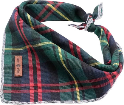 Lionet Paws Christmas Dog Bandana Washable Cotton Handkerchief Scarf Triangle Green Bandanas for Small Medium Dogs Girl Boy