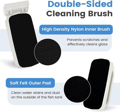 AQQA Aquarium Magetic Glass Cleaner Brush with 2 Detachable Scrapers Floating Fish Tank Cleaning Tools Algae Scraper for 0.45-0.66 inch Thick Glass/Acrylic Tanks (X-Large)