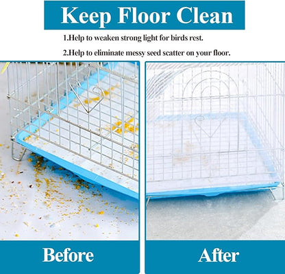 ASOCEA Large Bird Cage Seed Cather,Bird Cage Cover Adjustable Soft Airy Skirt Guard Birdcage Nylon Mesh Net for Parrot Parakeet Macaw African Round Square Cages Cover (118 * 31.5in/300 * 80cm) (White)