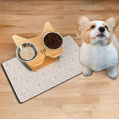 Absorbent Pet Dog Bowl Mat for Food and Water, Pet Cat Food Feeding Mat with Non Slip Rubber Backing, Dog Food Mats for Floors Waterproof, 12"x20"