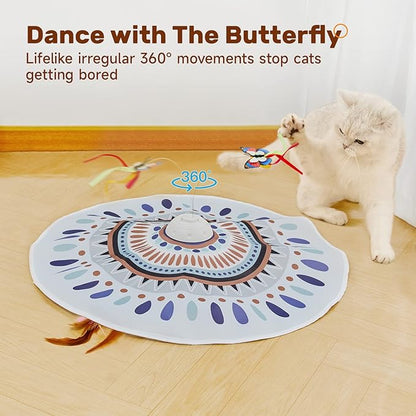 Potaroma Cat Toys Chargeable, 3in1 Hide and Seek for Kittens, Interactive Automatic Play, Fluttering Butterfly, Moving Wand Feather, Indoor Kitty Exercise 22.8 Inch Cover for All Breeds
