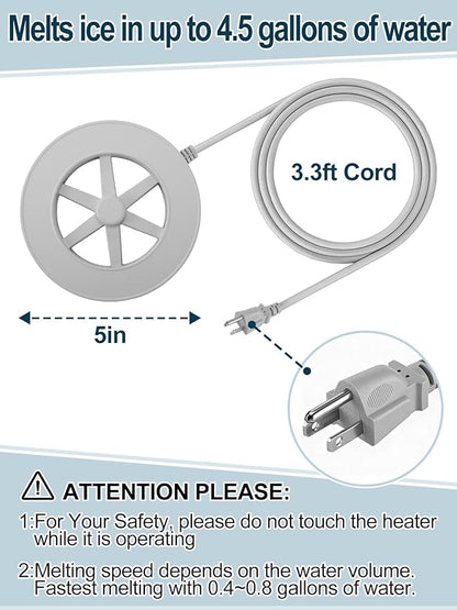 Alphatool 70W Bird Bath Heater for Outdoors in Winter - 77℉~ 109℉ Thermostatic Control, Heated Birdbath Deicer with Auto Shut Off, Chicken Livestock Water Heater