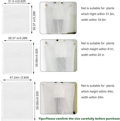 3Pcs Plant Covers from Insects, 3Size Bird Netting Barrier for Blueberry Bushes with Drawstring Zipper Mesh Garden Netting Plants Bags for Protect Fruits Tree Tomato Vegetable 2.6×3.3, 3.3×5, 4×5Ft