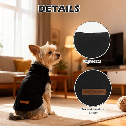 EXPAWLORER Soft Cat Sweater - Sweaters for Cats Only Warm Kitten Clothes, Fall and Winter Pet Coat Pullover Design, Fleece Sweatshirt Clothing Also for Puppy Small Dogs, Black L