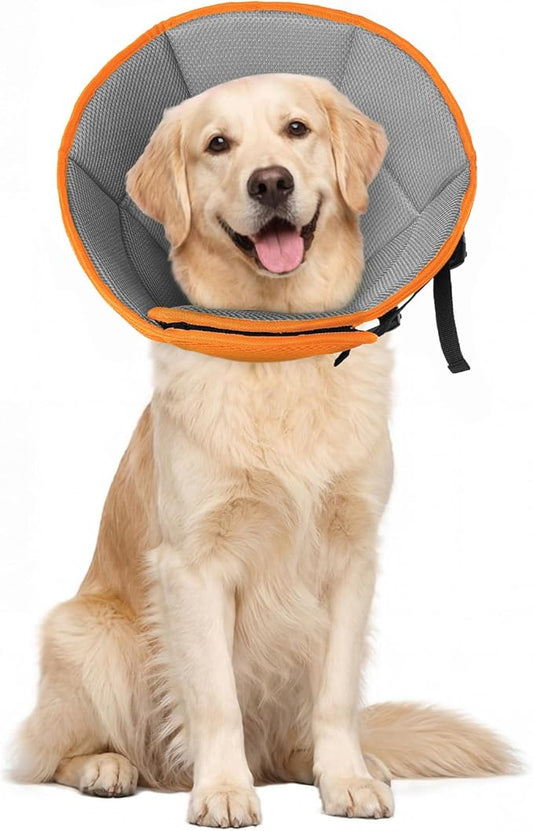 Dog Cone for Large Dogs After Surgery, Soft Dog Cone Collar for Dogs to Stop Licking, Adjustable Comfy E-Collar Alternative Lightweight Post-Surgery Recovery Elizabethan Collar for Pet