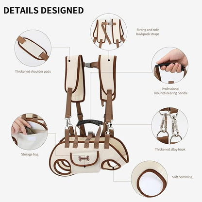 Dog Backpack Carrier for Small Dogs,Dog Lift Harness Adjustable Padded Breathable with Small Pet Treat Bag Straps for Disabled, Joint Injuries, Cars,Outdoor Hiking Pet（L 13-19lb）