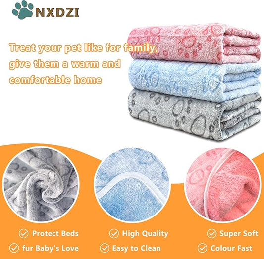 Dog Blankets for Medium Large Dogs, 3 Pack Washable 41" x 31", Fuzzy Soft Puppy Throw Cover for Kennel Crate Bed, Pet Blankets