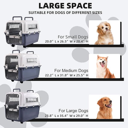 Elevon Plastic Kennels, Plastic Dog Crate, Airline Approved Pet Carrier for Dogs and Cats Longer Traveling, XLarge