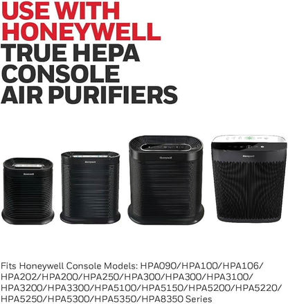 Honeywell HEPA Air Purifier Filter R, 3-Pack for HPA 100/200/300, 3000 and 5000 Series - Airborne Allergen Air Filter Replacement Targets Wildfire/Smoke, Pollen, Pet Dander, and Dust