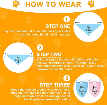 Big Sister and Big Brother Pet Dog Bandana, Triangle Scarf for Small Medium Large Dogs, Baby Announcement Gender Reveal Photo Prop Pet Scarf for Dog Lover, 2 Packs