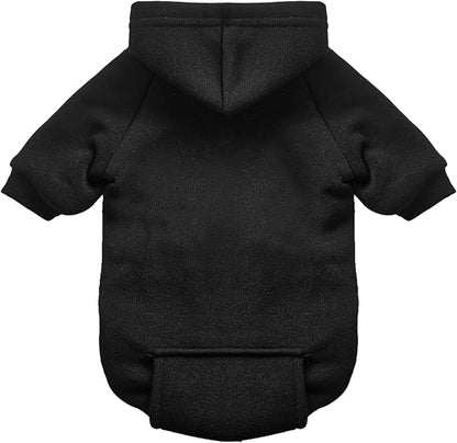 Jecikelon Winter Dog Hoodie Sweatshirts with Pockets Warm Dog Clothes for Small Dogs Chihuahua Coat Clothing Puppy Cat Custume (Black, Small)