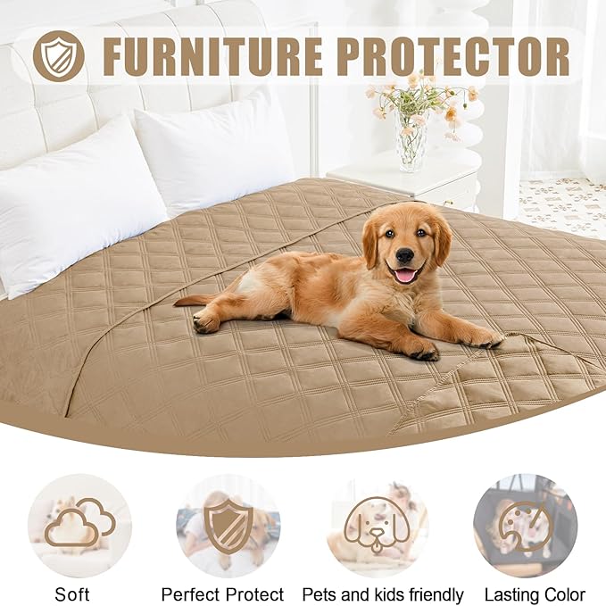 Smiry Waterproof Dog Bed Cover Blanket 30x53, Soft Reversible Pet Blanket, Washable Leakproof Cats Dogs Couch Cover for Sofa, Couch, Furniture, Camel/Camel