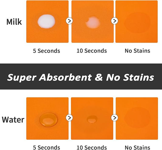 Dog Food Mat - Absorbent Cat Mat for Food and Water, No Stains Pet Feeding Bowl Mat, Easy to Clean Pet Placemats, Quick Dry Dog Water Dispenser Mat for Messy Drinkers | Paw Orange 18"x 28"