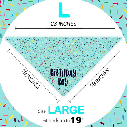 Birthday Boy Dog Bandanas 1 Pack, Blue Birthday Dog Scarfs, HBD Pet Scarves for Birthday Boy Party Bandanas for Medium and Large Dogs (Blue, Large)