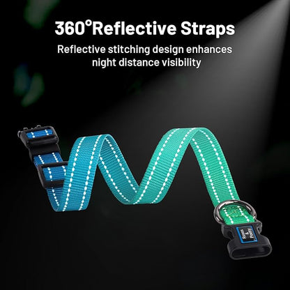Roses&Poetry Dog Collars for Medium Dogs, Adjustable Durable Pet Collars for Small Medium Large Dogs (Bluegreen-M)