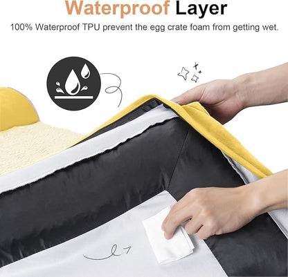 Large Dog Bed Orthopedic Washable: Beds Bolster XL Bed Big XLarge Dogs Egg Crate Foam Couch Sofa Waterproof with Removable Cover - Ginger