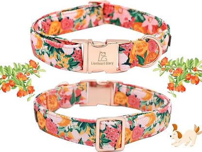 Lionheart Glory Dog Collar, Dog Collar with Flower, Cute Floral Pattern Pet Collar Adjustable Dog Collar for Large Dogs