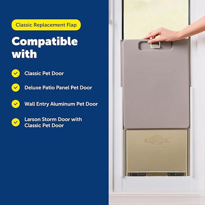 PetSafe Classic Replacement Flap - Maintains Weather Seal - Soft Tinted Vinyl Flap with Magnetic Closure - Compatible with Wall Entry & Patio Panel Pet Doors - Easy to Install - Medium