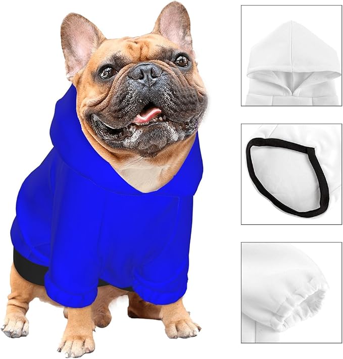 Custom Dog Hoodie Soft & Warm Design Your Own Personalized Photo Text Logo Name Dog Clothes for Puppy Sweatshirt Hooded for Small Medium Large Dogs Girl/Boy Cats Blue