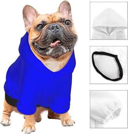 Custom Dog Hoodie Soft & Warm Design Your Own Personalized Photo Text Logo Name Dog Clothes for Puppy Sweatshirt Hooded for Small Medium Large Dogs Girl/Boy Cats Blue