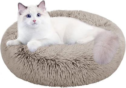Cat Beds for Indoor Cats,20 Inch Dog Bed for Small Melium Large Dogs, Washable-Round Pet Bed for Puppy and Kitten with Slip-Resistant Bottom