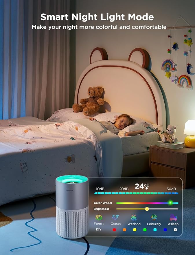 GoveeLife Air Purifiers for Home, Smart Air Purifier for Large Rooms with App & Alexa Control, Covers up to 1162ft², Air Quality Monitor, PM2.5 Sensor Air Purifier for Pet Hair, Pollen, Dust, Smoke