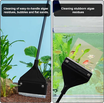 Algae Scraper for Glass Aquariums 24.4" Fish Tank Scraper with 10 Replaceable Blades Aquarium Glass Scraper Adjustable Length Aquarium Cleaning Tools Kit for Glass Aquarium Fish Tank