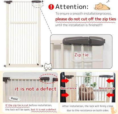 Lumizone Extra Tall Pet Gate 55.12" High Pressure Mounted 46.65"-50.78" Extra Wide (9 Sizes) 1.37" Gap for Cat Dog Stairs Doorway Hallway No Drilling Auto-Close (46.65"-50.78" W, Cream White)
