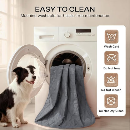 Luciphia 100% Waterproof Couch Cover Blanket for Dogs Anti-Slip Pet Couch Protector Sofa Mat Puppy Cat Blanket with Non-Slip Bottom, Grey, 30x53 Inch
