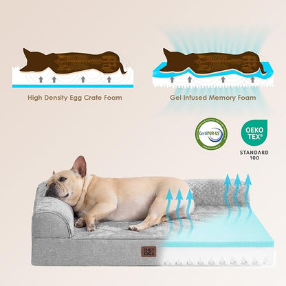 EHEYCIGA Extra Large Dog Bed Othorpedic 44x32x6.5, Memory Foam XL Dog Bed with Washable Removable Cover, Waterproof Pet Sofa Couch XLarge Size Dogs with Nonskid Bottom, Grey