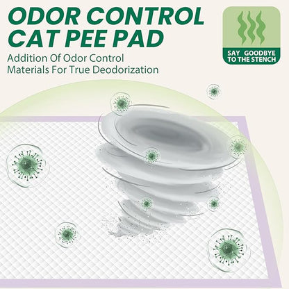 IMMCUTE Multi-Cat Litter Pads 16.9" X 11.4", 30 Ct, Odor Control, Thickened Leak-Proof Pee Pads for Breeze System, Super Absorbent Up to 2L, Disposable Cat Pads Refills, Unscented