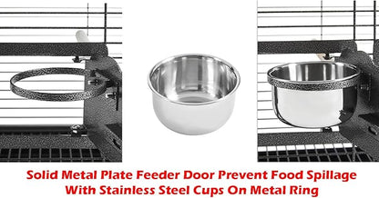 Portable and Durable Heavy Duty Travel Vet Bird Parrot Carrier Play Stand Perch Cage Feeding Bowl Stand with Handle and Accessories Prevent Beaks Out Include Cage Cover