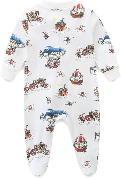 Unisex Baby Boy and Girl Zipper Onesie Toddler Footie One-Piece Infant Romper Jumpsuit