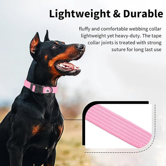 lynxking Dog Collar Soft Padded Breathable Cotton Solid Color Strong Adjustable Pet Collar for Little Puppy