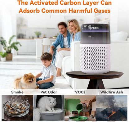 AIRROMI HEPA Air Purifier for Bedroom&Home,Pet Air Purifier for Home Pets,Removes Pet Odor,Cat Litter Smell,Dust,Smoke&Allergies,Quiet Room Air Purifier with Scents,360°Air Cleaner,A2005 Purple