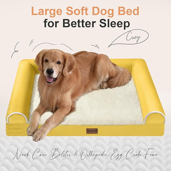 Small Dog Bed Orthopedic Washable: Beds Bolster Small Sized Dogs Bed Egg Crate Foam Couch Sofa Waterproof with Removable Cover - Ginger