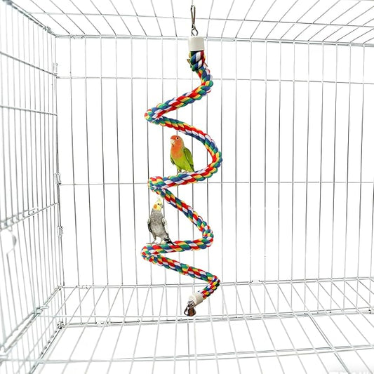 79'' Bird Perch,Bird Rope Perch & Birds Swing Set,Bird perches for cage,Rope Perch for Conures,Parrots,Cockatiel,Lovebird,Budgerigar,Parakeet perches for cage
