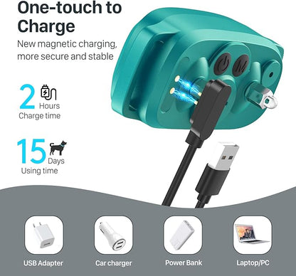 Dog Bark Collar for Large Medium Small Dogs, Rechargeable Smart Bark Collar, Anti Barking Training Collar with 5 Adjustable Sensitivity Beep Vibration (Teal)