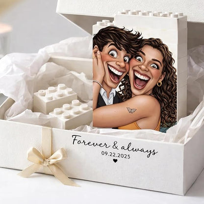 NAZENTI Custom Photo Building Block gifts for Valentines, Personalized Couple Photo Caricatures Block for Him Husband, Couple Puzzle Gift, Birthday Present For Her, Home Decor with Image